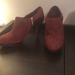 Women's Suede Burgundy High-Heel Ankle Booties
